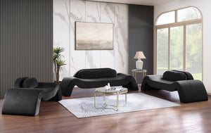 Meridian Furniture Austin Sculptural Curved Accent Chair with Plush Upholstered Seat for Modern Living Rooms Black Velvet 44008Black-C