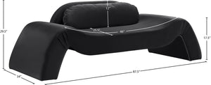 Meridian Furniture Austin Curved Velvet Sofa with Sculptural Frame for Bold Living Room Seating 44008Black-L
