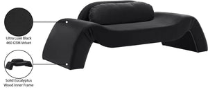 Meridian Furniture Austin Curved Velvet Sofa with Sculptural Frame for Bold Living Room Seating 44008Black-L