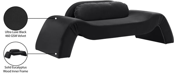 Meridian Furniture Austin Curved Velvet Sofa with Sculptural Frame for Bold Living Room Seating 44008Black-L