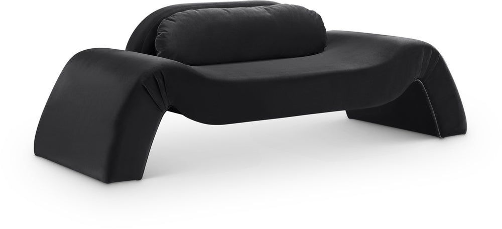 Meridian Furniture Austin Curved Velvet Sofa with Sculptural Frame for Bold Living Room Seating 44008Black-L