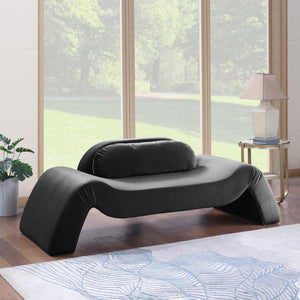 Meridian Furniture Austin Curved Velvet Sofa with Sculptural Frame for Bold Living Room Seating 44008Black-L