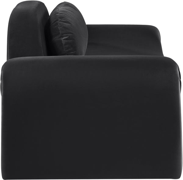 Meridian Furniture Austin Curved Velvet Sofa with Sculptural Frame for Bold Living Room Seating 44008Black-L