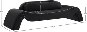 Meridian Furniture Austin Curved Velvet Sofa with Eucalyptus Frame for Lounge and Living Spaces 44008Black-S