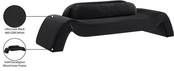 Meridian Furniture Austin Curved Velvet Sofa with Eucalyptus Frame for Lounge and Living Spaces 44008Black-S