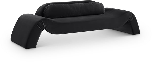 Meridian Furniture Austin Curved Velvet Sofa with Eucalyptus Frame for Lounge and Living Spaces 44008Black-S