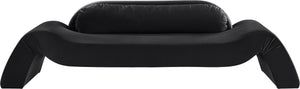 Meridian Furniture Austin Curved Velvet Sofa with Eucalyptus Frame for Lounge and Living Spaces 44008Black-S
