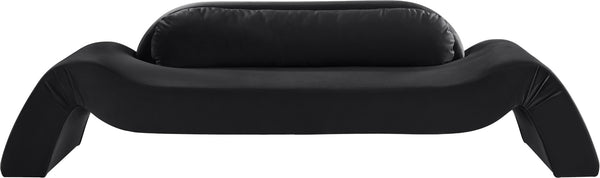 Meridian Furniture Austin Curved Velvet Sofa with Eucalyptus Frame for Lounge and Living Spaces 44008Black-S