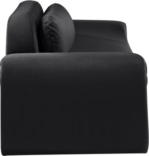 Meridian Furniture Austin Curved Velvet Sofa with Eucalyptus Frame for Lounge and Living Spaces 44008Black-S