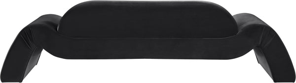 Meridian Furniture Austin Curved Velvet Sofa with Eucalyptus Frame for Lounge and Living Spaces 44008Black-S