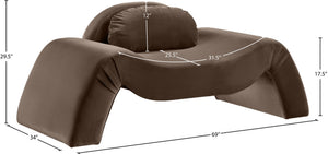 Meridian Furniture Austin Sculptural Curved Accent Chair with Plush Upholstered Seat for Modern Living Rooms Brown Velvet 44008Brown-C