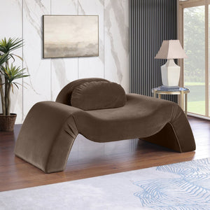 Meridian Furniture Austin Sculptural Curved Accent Chair with Plush Upholstered Seat for Modern Living Rooms Brown Velvet 44008Brown-C