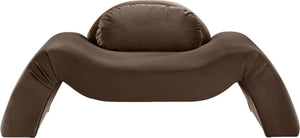 Meridian Furniture Austin Sculptural Curved Accent Chair with Plush Upholstered Seat for Modern Living Rooms Brown Velvet 44008Brown-C