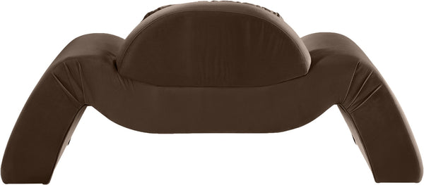 Meridian Furniture Austin Sculptural Curved Accent Chair with Plush Upholstered Seat for Modern Living Rooms Brown Velvet 44008Brown-C