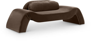 Meridian Furniture Austin Curved Velvet Sofa Sculptural Three Seat Living Room Seating in Rich Brown 44008Brown-L