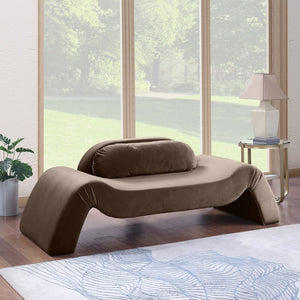 Meridian Furniture Austin Curved Velvet Sofa Sculptural Three Seat Living Room Seating in Rich Brown 44008Brown-L