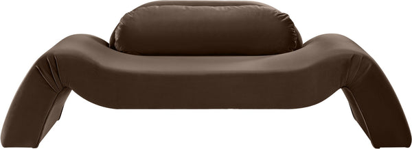 Meridian Furniture Austin Curved Velvet Sofa Sculptural Three Seat Living Room Seating in Rich Brown 44008Brown-L