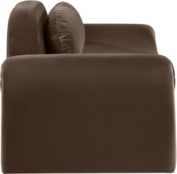 Meridian Furniture Austin Curved Velvet Sofa Sculptural Three Seat Living Room Seating in Rich Brown 44008Brown-L