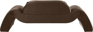 Meridian Furniture Austin Curved Velvet Sofa Sculptural Three Seat Living Room Seating in Rich Brown 44008Brown-L