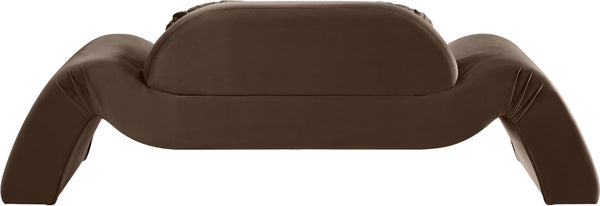 Meridian Furniture Austin Curved Velvet Sofa Sculptural Three Seat Living Room Seating in Rich Brown 44008Brown-L