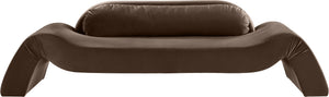Meridian Furniture Austin Curved Velvet Sofa Sculptural Brown Upholstery for Modern Living Rooms 44008Brown-S