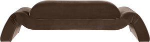 Meridian Furniture Austin Curved Velvet Sofa Sculptural Brown Upholstery for Modern Living Rooms 44008Brown-S
