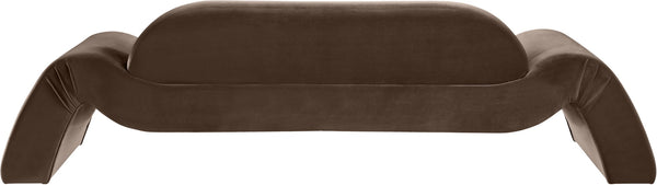 Meridian Furniture Austin Curved Velvet Sofa Sculptural Brown Upholstery for Modern Living Rooms 44008Brown-S