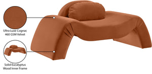 Meridian Furniture Austin Sculptural Curved Accent Chair with Plush Upholstered Seat for Modern Living Rooms Cognac Velvet 44008Cognac-C