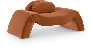Meridian Furniture Austin Sculptural Curved Accent Chair with Plush Upholstered Seat for Modern Living Rooms Cognac Velvet 44008Cognac-C