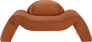 Meridian Furniture Austin Sculptural Curved Accent Chair with Plush Upholstered Seat for Modern Living Rooms Cognac Velvet 44008Cognac-C