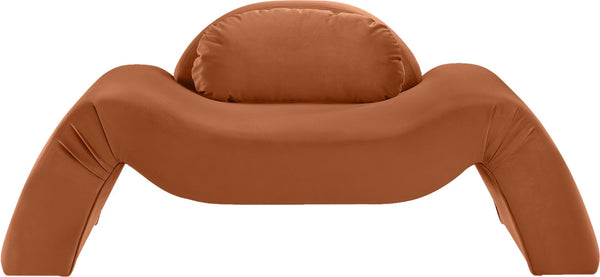 Meridian Furniture Austin Sculptural Curved Accent Chair with Plush Upholstered Seat for Modern Living Rooms Cognac Velvet 44008Cognac-C