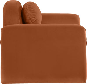 Meridian Furniture Austin Sculptural Curved Accent Chair with Plush Upholstered Seat for Modern Living Rooms Cognac Velvet 44008Cognac-C