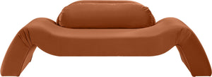 Meridian Furniture Austin Curved Velvet Sofa with Sculptural Frame for Bold Living Room Elegance 44008Cognac-L