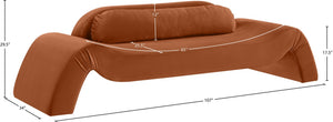 Meridian Furniture Austin Curved Velvet Sofa with Sculptural Frame for Grand Living Room Style 44008Cognac-S