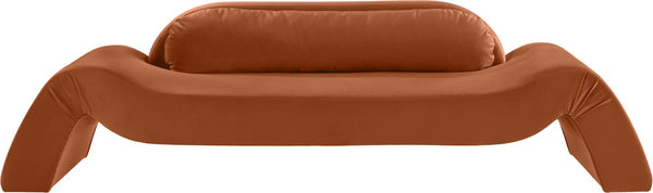 Meridian Furniture Austin Curved Velvet Sofa with Sculptural Frame for Grand Living Room Style 44008Cognac-S