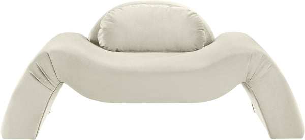Meridian Furniture Austin Sculptural Curved Accent Chair with Plush Upholstered Seat for Modern Living Rooms Cream Velvet 44008Cream-C
