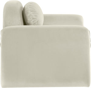 Meridian Furniture Austin Sculptural Curved Accent Chair with Plush Upholstered Seat for Modern Living Rooms Cream Velvet 44008Cream-C