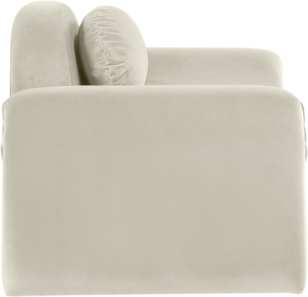 Meridian Furniture Austin Sculptural Curved Accent Chair with Plush Upholstered Seat for Modern Living Rooms Cream Velvet 44008Cream-C
