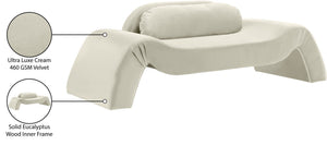 Meridian Furniture Austin Curved Velvet Sofa Sculptural Three Seat Design for Glam Living Rooms 44008Cream-L