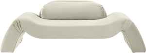 Meridian Furniture Austin Curved Velvet Sofa Sculptural Three Seat Design for Glam Living Rooms 44008Cream-L