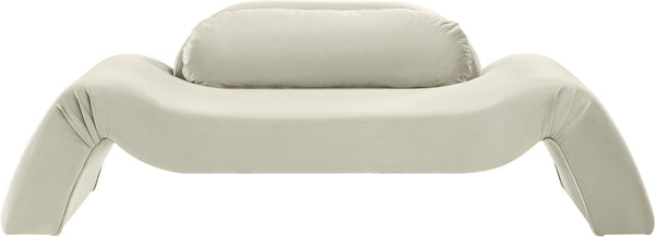Meridian Furniture Austin Curved Velvet Sofa Sculptural Three Seat Design for Glam Living Rooms 44008Cream-L