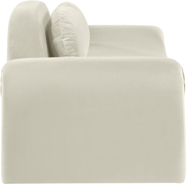 Meridian Furniture Austin Curved Velvet Sofa Sculptural Three Seat Design for Glam Living Rooms 44008Cream-L