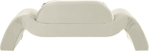 Meridian Furniture Austin Curved Velvet Sofa Sculptural Three Seat Design for Glam Living Rooms 44008Cream-L