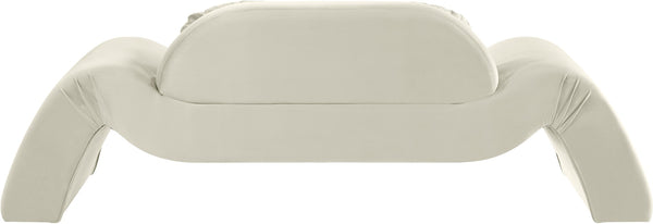 Meridian Furniture Austin Curved Velvet Sofa Sculptural Three Seat Design for Glam Living Rooms 44008Cream-L