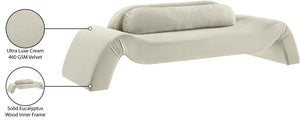 Meridian Furniture Austin Curved Velvet Sofa Sculptural Three Seat Design for Open Plan Living Rooms 44008Cream-S