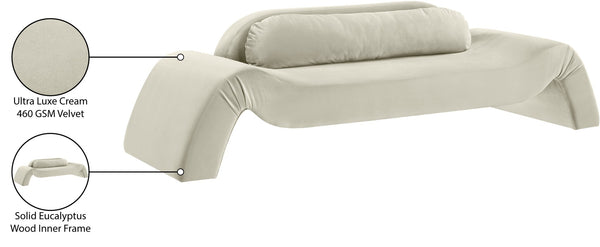 Meridian Furniture Austin Curved Velvet Sofa Sculptural Three Seat Design for Open Plan Living Rooms 44008Cream-S