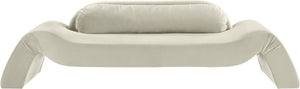 Meridian Furniture Austin Curved Velvet Sofa Sculptural Three Seat Design for Open Plan Living Rooms 44008Cream-S