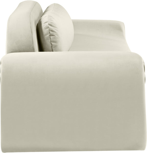 Meridian Furniture Austin Curved Velvet Sofa Sculptural Three Seat Design for Open Plan Living Rooms 44008Cream-S