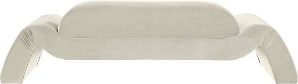 Meridian Furniture Austin Curved Velvet Sofa Sculptural Three Seat Design for Open Plan Living Rooms 44008Cream-S