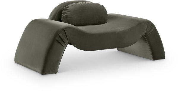 Meridian Furniture Austin Sculptural Curved Accent Chair with Plush Upholstered Seat for Modern Living Rooms Green Velvet 44008Green-C